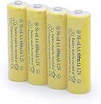 Solar Light Rechargable Batteries Cell for Garden/Lawn/Sidewalk Lamp 1.2V AA Ni-CD 600mAh 2A(4 Pack AA Yellow)