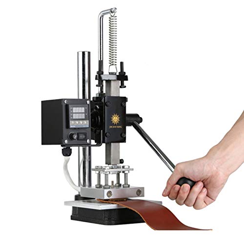 Máquina de estampado de lámina caliente Impresora Logo Máquina de arrugamiento Máquina de estampado de cuero Temperatura de estampación ajustable para PVC PU Plástico, etc.,Hot pressing plate: 10*13cm