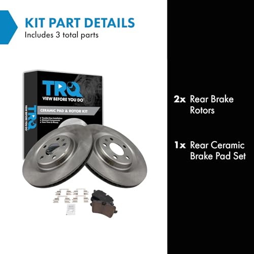 Image of TRQ Rear Ceramic Brake Pad and Rotor Set Compatible with 14-18 Audi A6 12-18 A6 Quattro 12-18 A7 Quattro 13-14 A8 with 330mm Diameter Rear Rotors