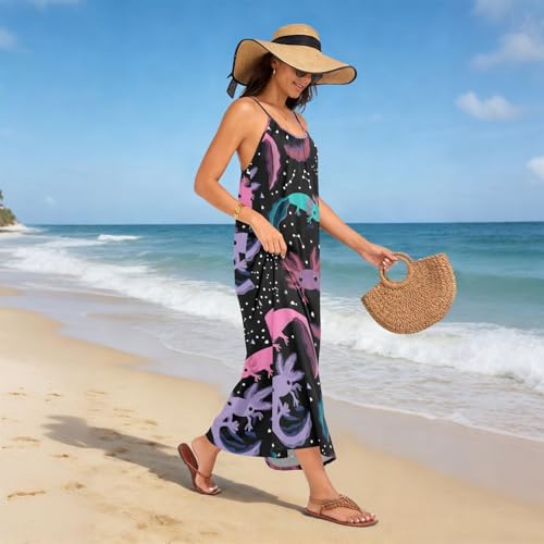 Robe longue noire dos nu avec bretelles spaghetti ajustables - 2