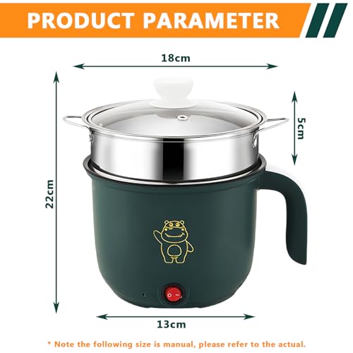 Mini cuisinière électrique avec cuiseur à vapeur de 1,5 L, cuisinière électrique portable, mini poêle électrique, pot chaud électrique pour maison, bureau, dortoir – Image 3
