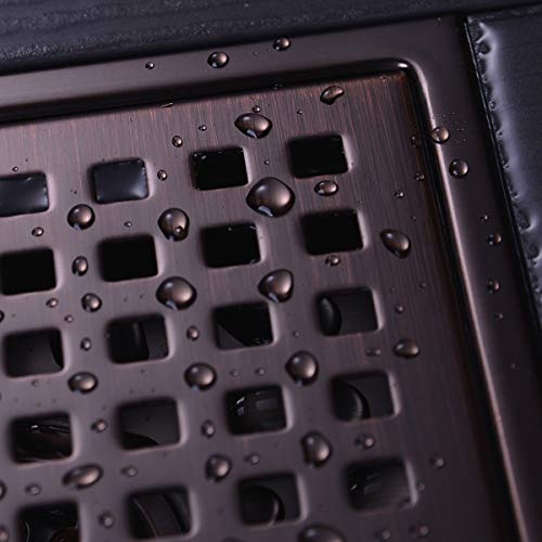 Orhemus Square Shower Floor Drain with Removable Cover Grid Grate 6 inch Long, SUS 304 Stainless Steel Brushed Bronze Finish
