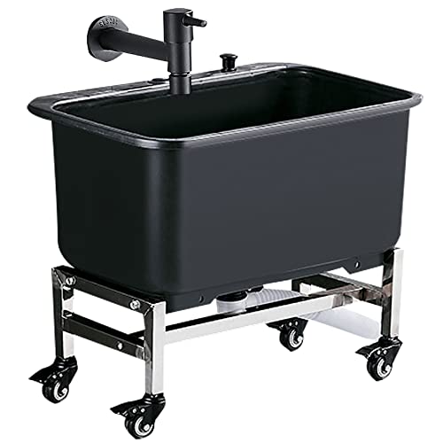 Mobile Floor Mop Sink with Rollers, Balcony Bathroom Mop Service Basin Slop Sinks, Multipurpose Sink for Garage or Shop