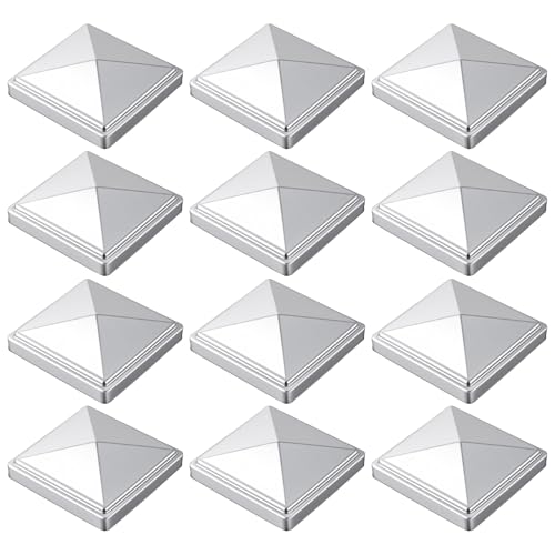 Capuchons de poteaux de clôture anti-infiltration lot de 12 chapeaux argentés étanches