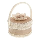 DRESSOOS Caja para Joyas Rústica de Arpillera Almohada para Portador del Anillo, Práctica y Elegante para Bodas y Cumpleaños