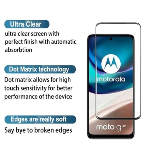 Image of HD Tempered Glass Screen Protector Compatible For Moto G42 5G With Edge To Edge Coverage And Easy Installation Kit