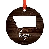 Andaz Press Round Natural Wood MDF Keepsake Christmas Ornament Long Distance Gift, Montana Home, Rustic Dark Wood, 1-Pack, Moving Away Graduation University College Relationships Gifts