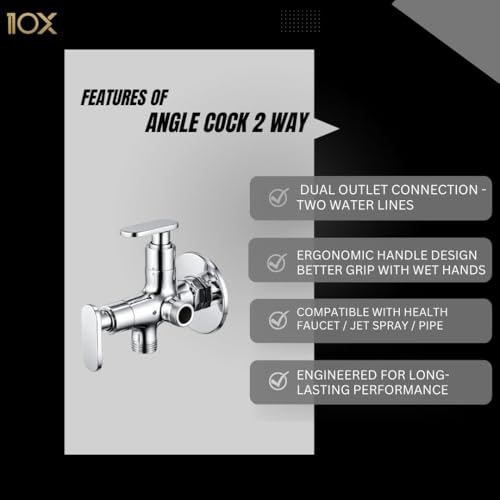 Image of 10X Brass Angle Cock Two In One AV-8633 Wall Mount Chrome Plated