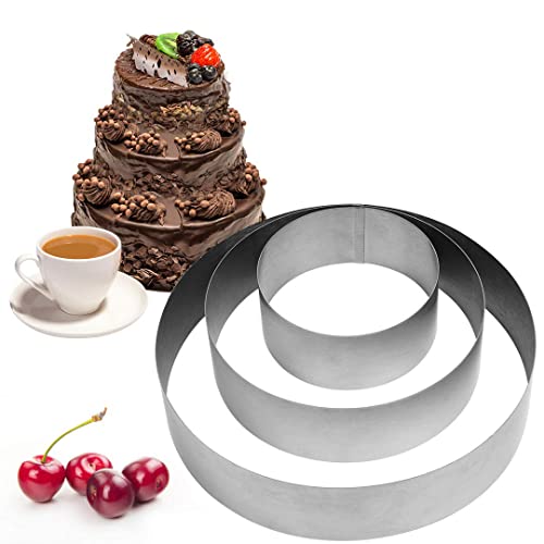 3 Pcs Ronds Anneaux à Gâteau en Acier Inoxydable Cercle Patisserie Iamètre 10/15/20 Cm Hauteur 4,5 Cm pour Pâtisserie, Gâteau en Mousse