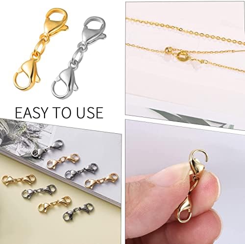8 Pieces Double Lobster Clasps Mini Bracelet Clasps Replacement Lanyard Snap Hook,Metal Lobster Claw Clasps for DIY Jewelry Making Bracelet Crafts (Gold & Silver)