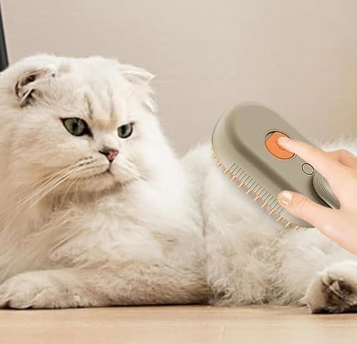 Escova Pet Vaporizada Para Remoção De Pelos Gatos Cães Recarregável Elétrica Pente Com Vapor (Cor Nu