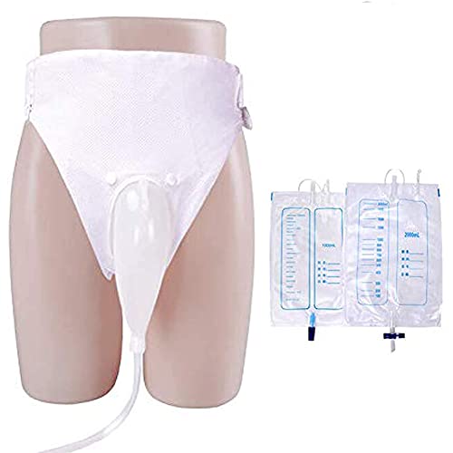 Sistema di Sacca per drenaggio urinario Raccoglitore di urina indossabile Pantaloni per incontinenza Orinatoio Portatile Riutilizzabile per Donna Uomo Pazienti Anziani Costretti a Letto-Elder