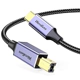 YAMCOWL USB B to C プリンター接続ケーブル、USB Type-C to Type-B 変換ケーブル、金メッキコネクタとフェライトコア付き、高耐久性、オーディオDAC、ミキサー、MIDIキーボード、デジタルピアノ、DJコントローラー、プリンター、スキャナー、ファックスなどに対応（0.5m）