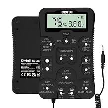 Dlyfull Battery Tester, LCD Display Universal Battery Checker for Ni-MH, Ni-CD, Li-ion, Alk & LiFe04 BatteriesAA AAA C D 9V 12V 18650 CR123A 2CR5 CR2032 Cells, 2X AAA Batteries Included