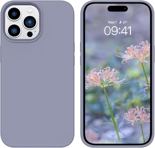 Image of M Cart Liquid Silicon case for iPhone 14 Pro Max, Soft TPU Shockproof Scratch Resistant Slim Thin Protective Cover (Blue Grey)