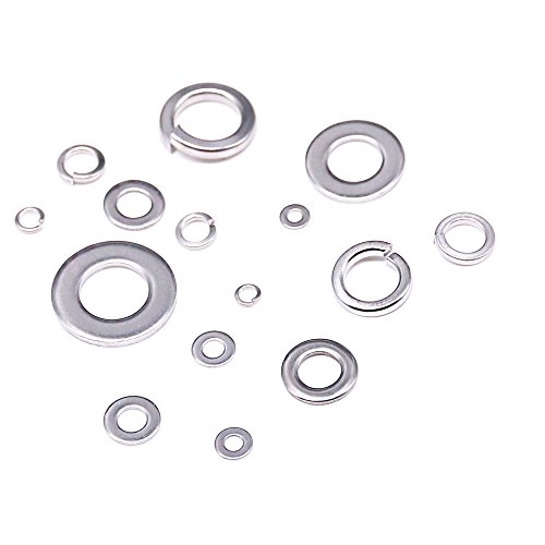 Hilitchi 640-Pcs [8-Size] 304 Stainless Steel Flat Washer And Lock Washer Assortment Set - Size Included: M2 M2.5 M3 M4 M5 M6 M8 M10 #TOP3