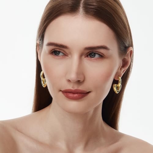 Boucles d'oreilles cœur plaqué or à porter en soirée ou au quotidien - 4