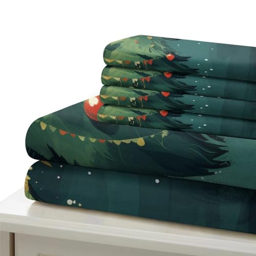 Árbol de Navidad juego de ropa de cama single 135x200 con funda nórdica con cremallera y almohada 7