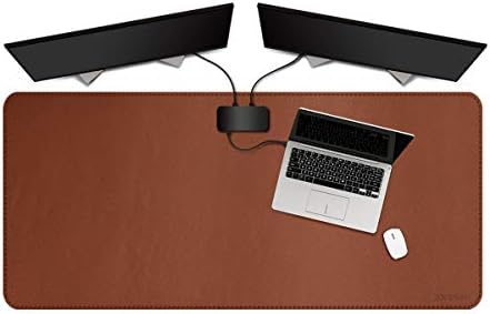 ZORESYN 2XL Longer Mouse Pads (47" x 16") - PU Leather Extended Large Gaming Mousepad Desk Mat - Nonslip Base and Waterproof Desktop Keyboard Extended Mouse Mat (Light Brown, 2X-Long)