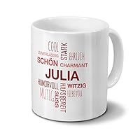 Personalisiert Tasse 'Martina' – Kaffeebecher 325 Ml In Rosa Mit Positivem Namens-Design
