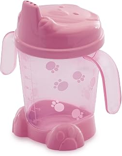 Adoleta Bebê, Porta-Suco Urso Translucido com alça e com pé Rosa Bebê