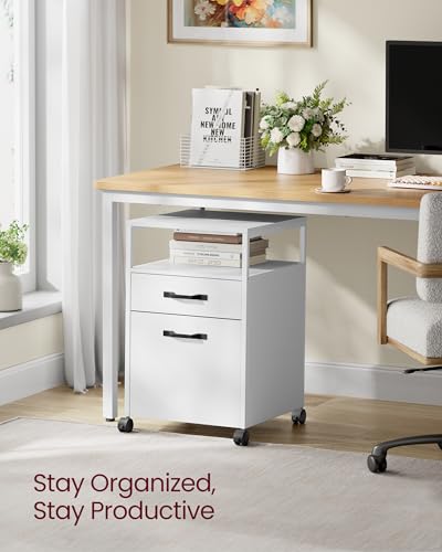 Image of VASAGLE 2 Drawer File Cabinet, Rolling Printer Stand