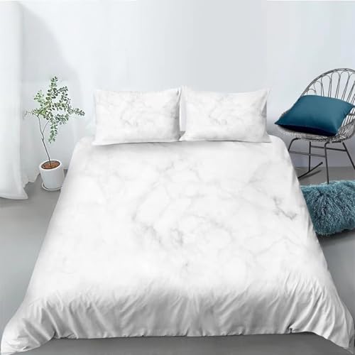 Housse de couette marbre blanc 140x200 parure lit microfibre