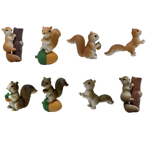 khanoqq 8 PCS Squirrel Garden Miniature Figurines,Cute Squirrel Flower Pot Decor for Fairy Garden, Hanging Glass Globe, Aquarium,Moss Terrariums, Succulent Planter,Table Car Dashboard Decor