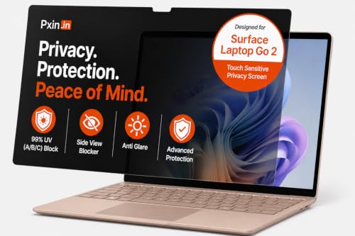 Image of Pxin Aura | Compatible with Microsoft Surface Laptop Go 2 | Touch Sensitive Privacy Screen | Anti Blue | Anti Glare | UltraThin for Hyper Touch | Anti UV | Privacy Filter