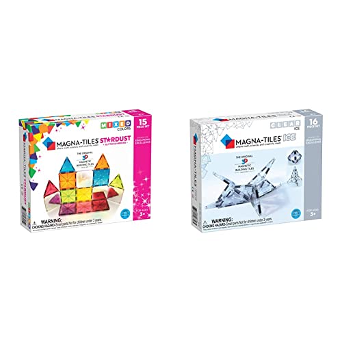 MAGNA - TILES Stardust Set, The Original Magnetic Building Tiles & Magna-Tiles ICE Set, The Original Magnetic Building Tiles for Creative Open-Ended Play, Educational Toys (16 Pieces)