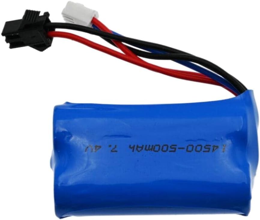 High Capacity 7.4V 500mAh RC Battery for WPL D12 1:10 RC Car - Safe Charging - Long Driving Time - Blue - Replacement Lithium Battery Parts Accessories