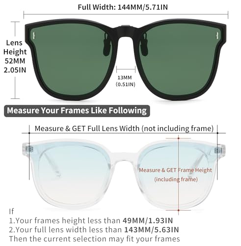Image of FEISEDY Polarized Clip On Sunglasses Over Prescription Glasses Men Women Fit Flip Up B4177