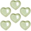 6 pcs Light Green Heart Shaped Porcelain Soy Sauce Dish 1.65 oz Ceramic Dip Dipping Bowls for Dinner Baking BBQ and Cooking