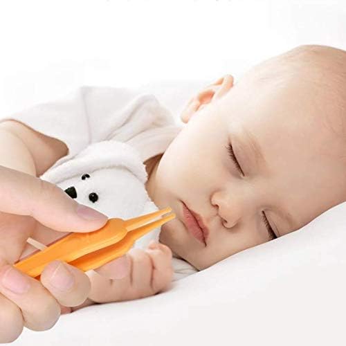 Juego de 2 pinzas de plástico ABS para limpiar la nariz, pinzas para el ombligo, limpiador para el cuidado del bebé (blanco y naranja)