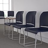 Flash Furniture Hercules Series Contoured Stacking Chairs for Waiting Rooms and Offices, Ergonomic Lobby Chairs with Curved Back, Set of 5, Navy