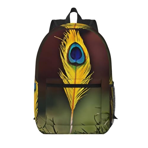 Sac à dos d'université grand format EdWal noir à motif plumes pour homme et femme