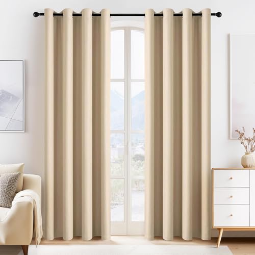 Image of PONY DANCE Biscotti Beige Blackout Curtains for Bedroom 84 Inch Length 2 Panels Set, Privacy Thermal Insulated Room Darkening Grommet Drapes for Living Room Window, W34 x L84 Inch