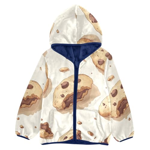 Bitten Broken Cookie Crumbs Girls Fleece Jacket Girls Fall Jacket Girls Zip Up Hoodie Girls Sherpa Jacket 2-10T
