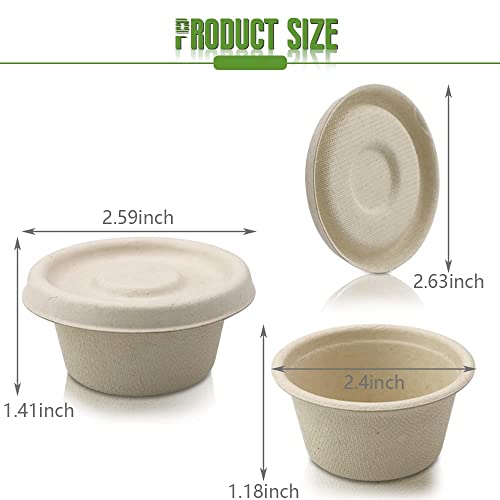 Gobelets à condiments compostables plats en papier jetables pour sauces et échantillons