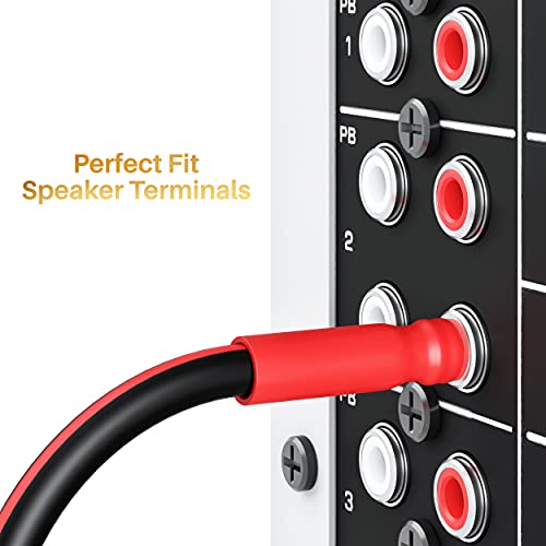 Gearit 14 Awg Speaker Cable Wire With Banana Plugs (2 Pack, 6.6 Feet - 2 Meter) 14Ga Gauge Banana Wire For Bi-Wire Bi-Amp Hifi Surround Sound - 99.9% Ofc Copper, Gold Plated Tips - Black, 6 Ft #TOP4