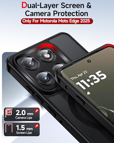 LeYi for Motorola Edge-2025 Case [Mag-Safe Fit] Soft-Touch Textured, Black - image 4