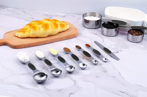TILUCK Stainless Steel Measuring Cups and Spoons Set with Silicone Handle – Nesting Design for Space-Saving, Heavy Duty & Dishwasher Safe for Dry/Liquid Ingredients, Cooking & Baking (13) - image 6