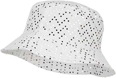 Ladies Bling Disk Bucket Hat - White OSFM