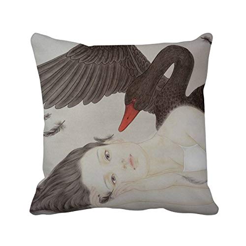 Coussin carré cygne noir en polyester pour décoration intérieure de chambre et salon moderne