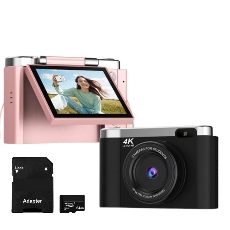 4K Digital Camera for Photography with Autofocus, 48MP Vlogging Camera for YouTube, 64GB SD Card, 2.8" Flip Screen, Compact for Travel with 8X Zoom, Flash, Anti-Shake, Rechargeable Battery (Pink)-picture-33