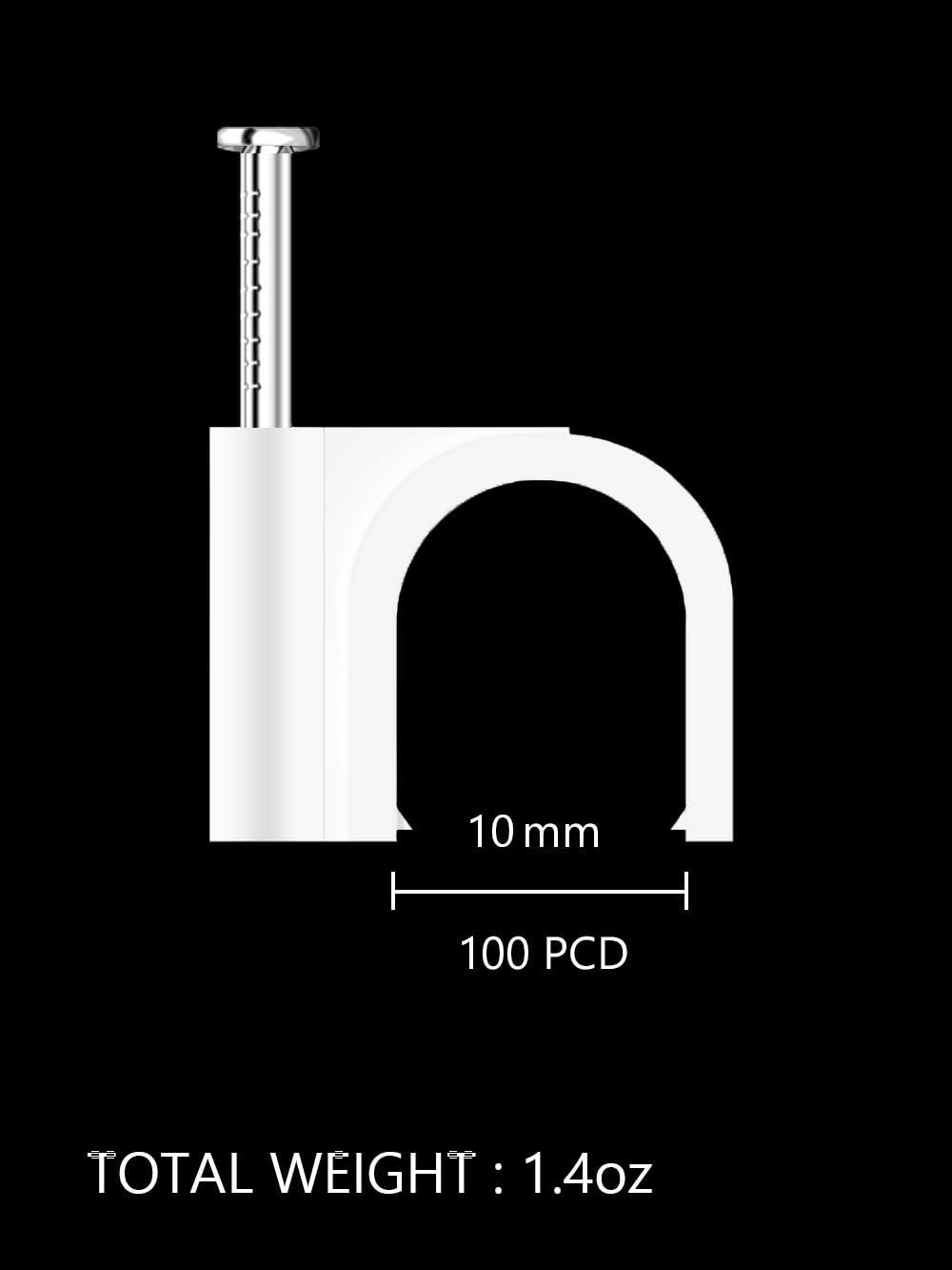 100PCS 10mm Cable Clips with Steel Nails,White Cable Wire Clips,for RG6 RG59 CAT6 RJ45