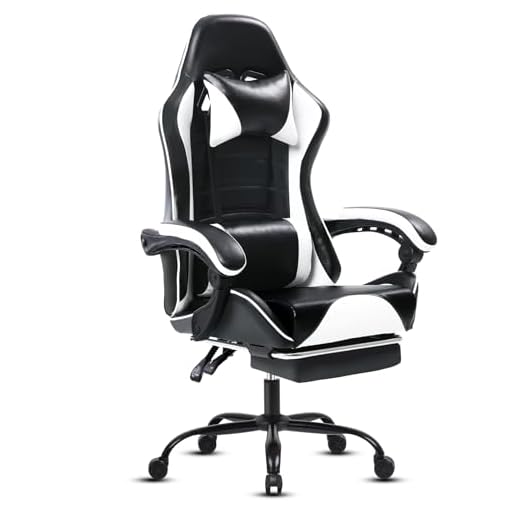 Fruyyzl Sillas Gaming con Reposapies, Silla Gamer Adulto con Respaldo Lumbar, Silla Escritorio Gaming Ajustable en Altura, Silla Ordenador en Piel Sintética (Gama Media, Blanco)