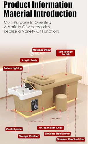 Image of Spa Shampoo Bed, Head Spa Scalp Shampoo Treatment Massage Bed, Water Circulation Massage Bed for Spas /Salons,Black