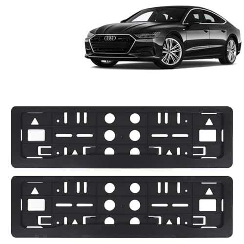 Image of KINGSWAY A7 Car Number Plate Frames for All 2020 Onwards Models of AUODI Car Registration Plate Holders, Black Licence Plate Covers (Front and Rear), Universal Size 51.5 x 14.5 cm
