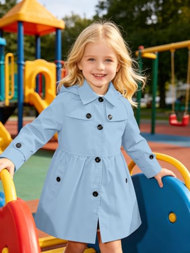 Image of Cromoncent Girl's Rain Jackets Waterproof Hoodie Trench Coat Cute Dress Coat Outerwear, 3-12 Years